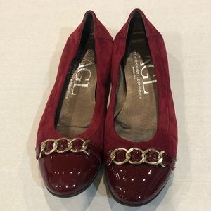 AGL Attilio Giusti Leombruni red/ burgundy flats
